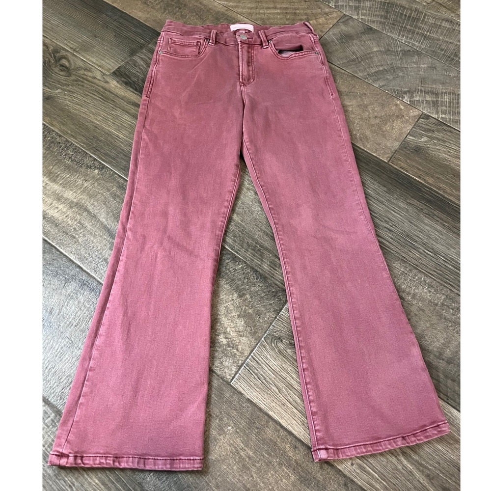 Dear John Jeanne Flare Jeans Muted Rose Pink High Rise Denim Size 29